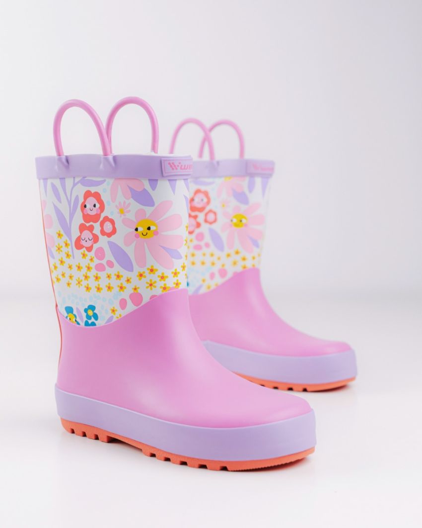 Wink - Aqqo - Flowers pink kids rainboots