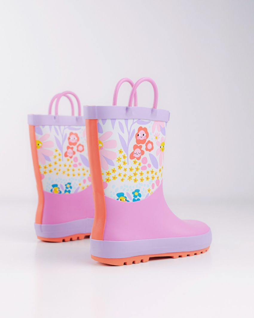 Wink - Aqqo - Flowers pink kids rainboots