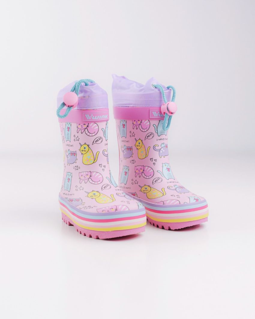 Wink - Aqqo - Meow pink baby rainboots