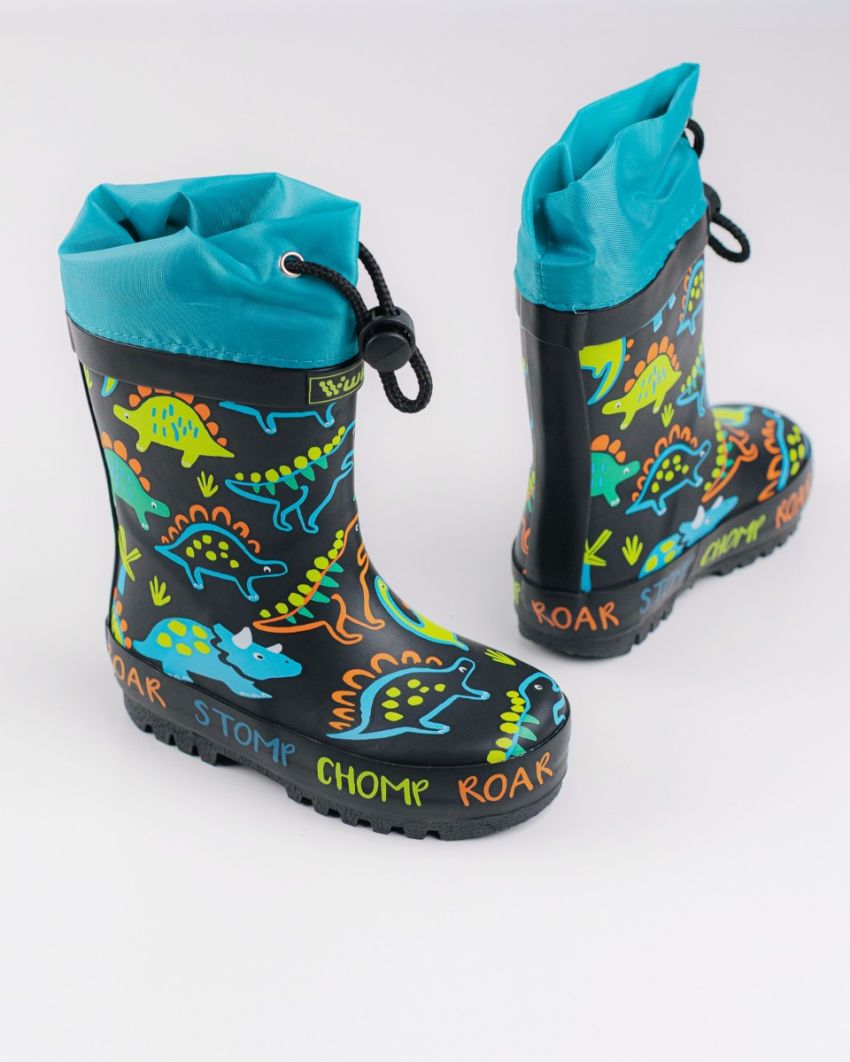 Wink - Aqqo - Dinos black baby rainboots