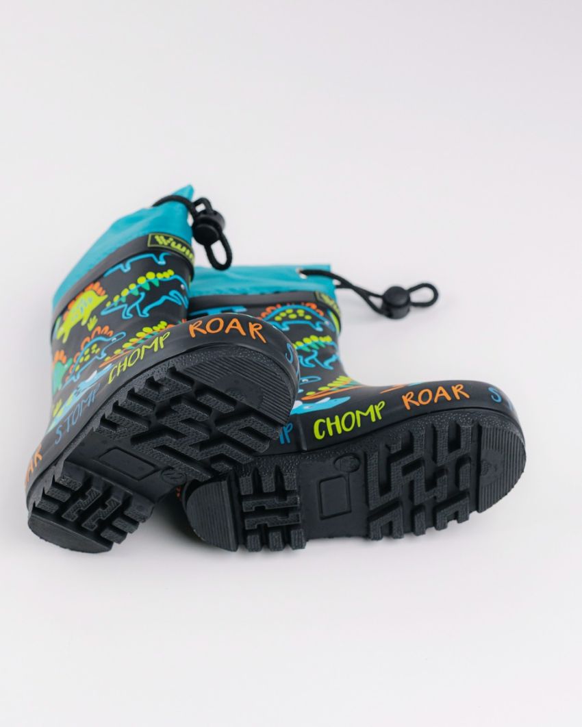 Wink - Aqqo - Dinos black baby rainboots