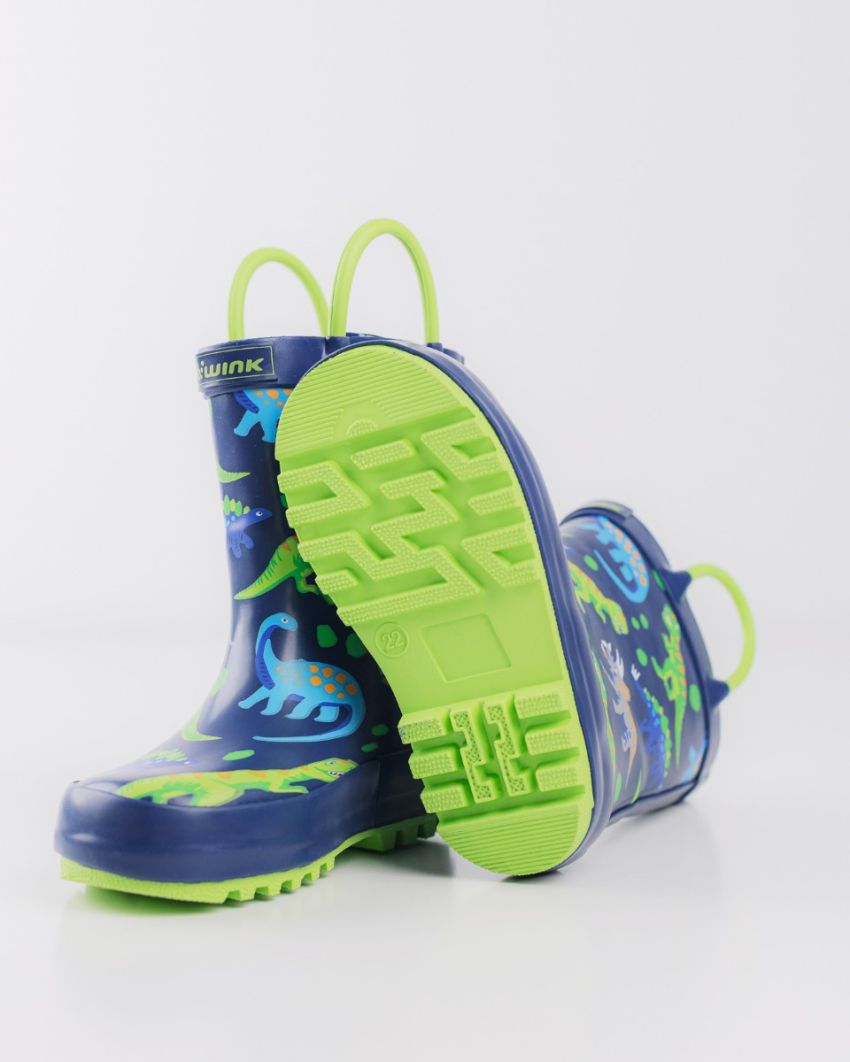 Wink - Aqqo - Prehistoric navy baby rainboots