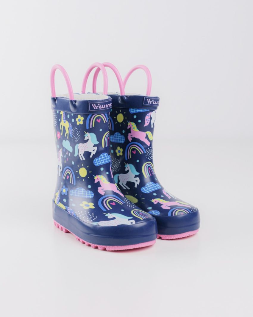 Wink - Aqqo - Rainbow navy baby rainboots