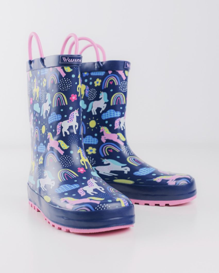Wink - Aqqo - Rainbow navy kids rainboots