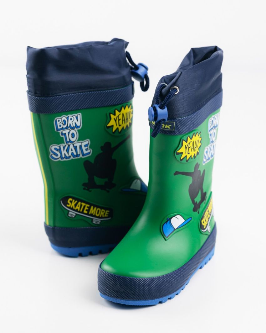 Wink - Aqqo - Skate zöld bélelt baba gumicsizma