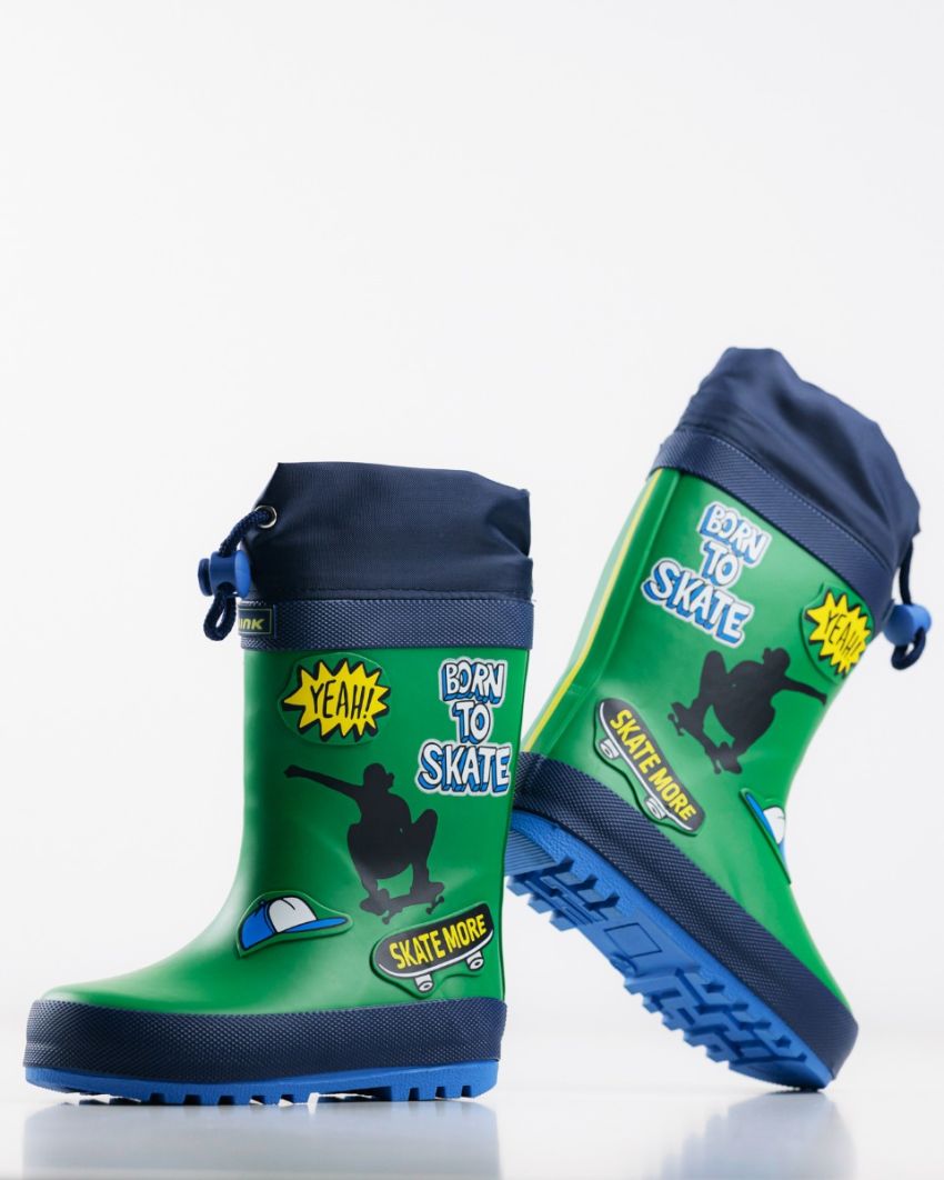 Wink - Aqqo - Skate zöld bélelt baba gumicsizma