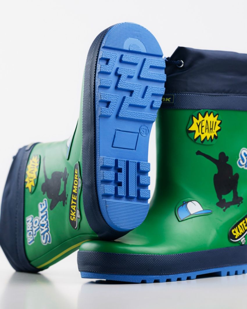 Wink - Aqqo - Skate green warm lined kids rainboots