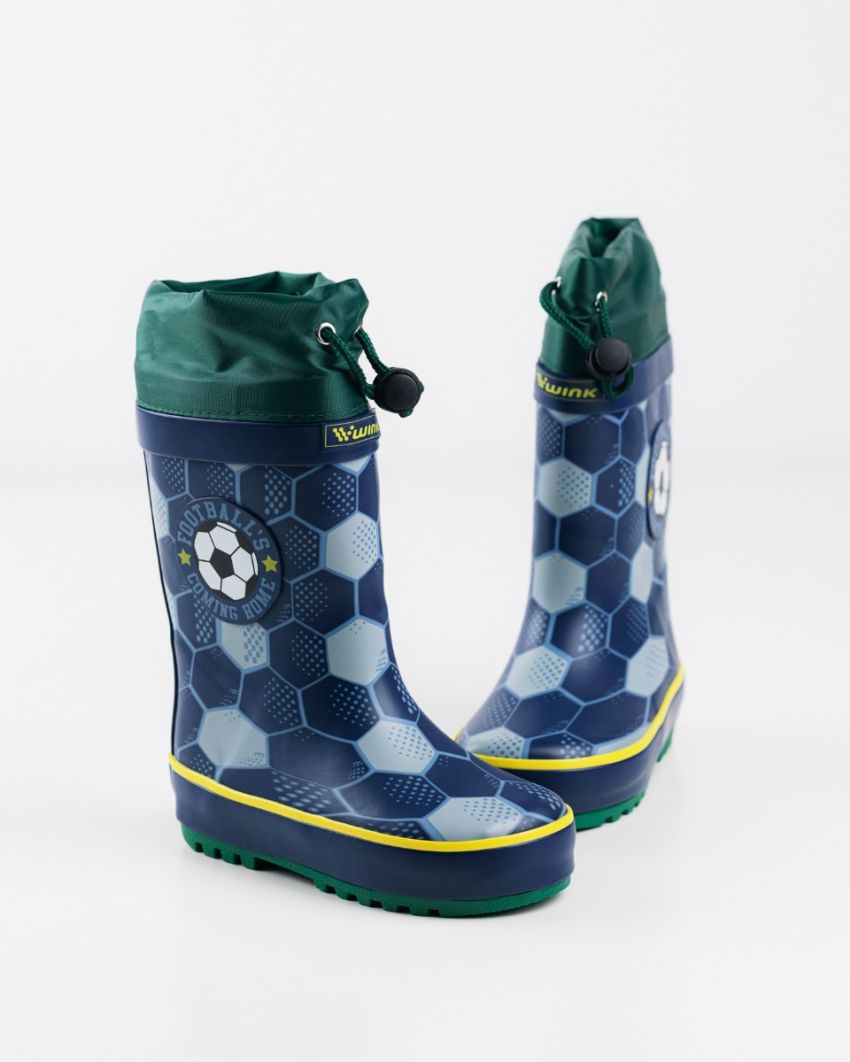 Wink - Aqqo - Football navy warm lined baby rainboots