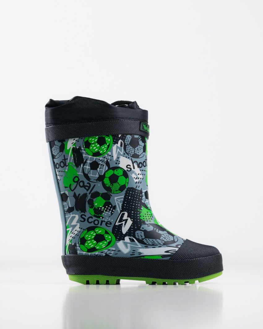 Wink - Aqqo - Futball green warm lined baby rainboots