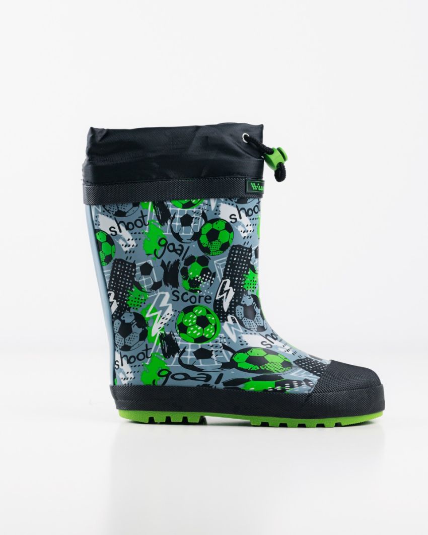Wink - Aqqo - Futball green warm lined kids rainboots