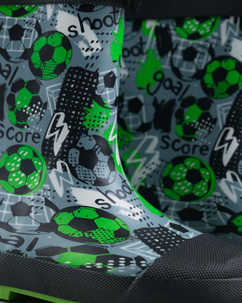 Wink - Aqqo - Futball green warm lined kids rainboots