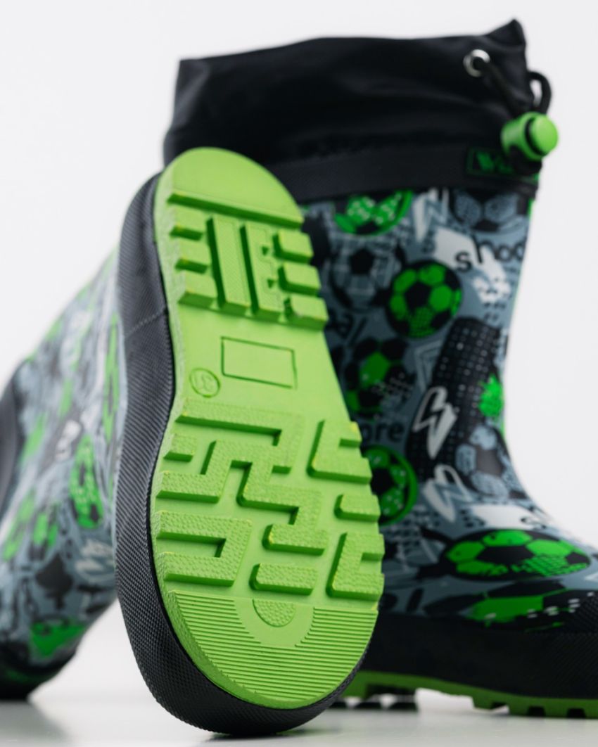 Wink - Aqqo - Futball green warm lined kids rainboots