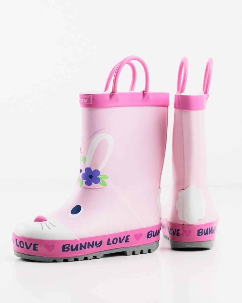 Wink - Aqqo - Bunny Love pink warm lined baby rainboots