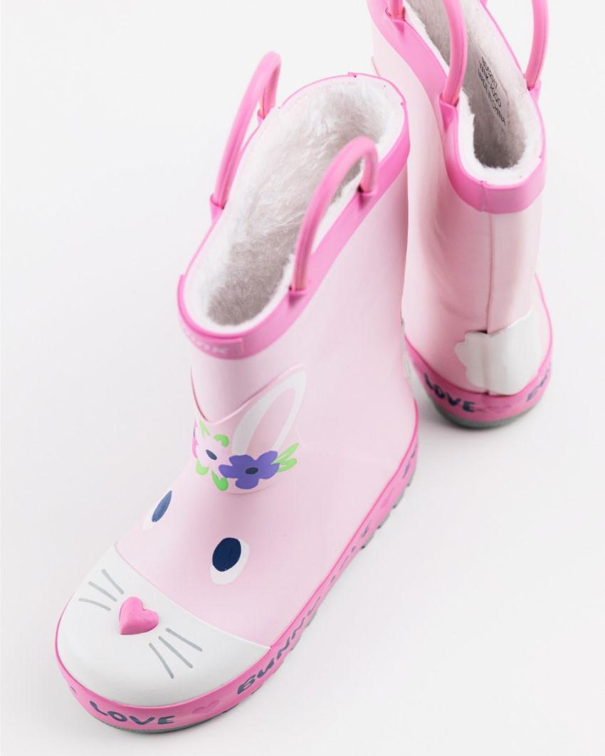 Wink - Aqqo - Bunny Love pink warm lined baby rainboots