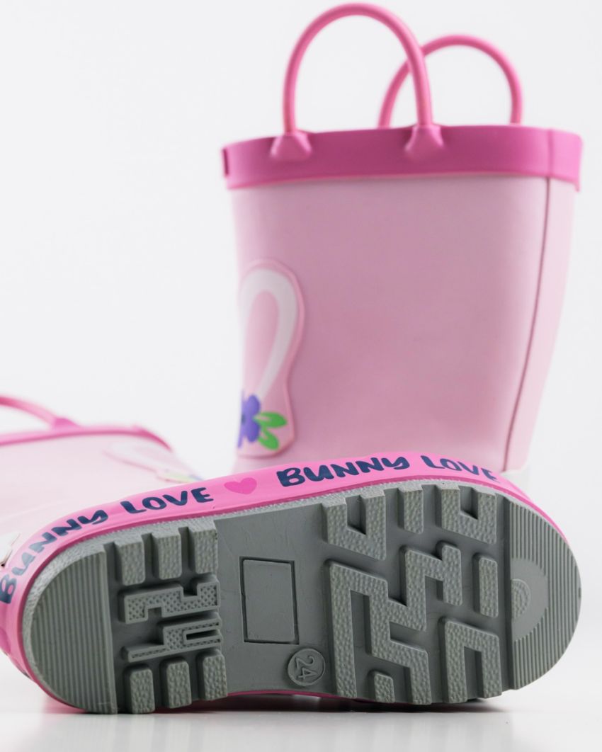 Wink - Aqqo - Bunny Love pink warm lined baby rainboots