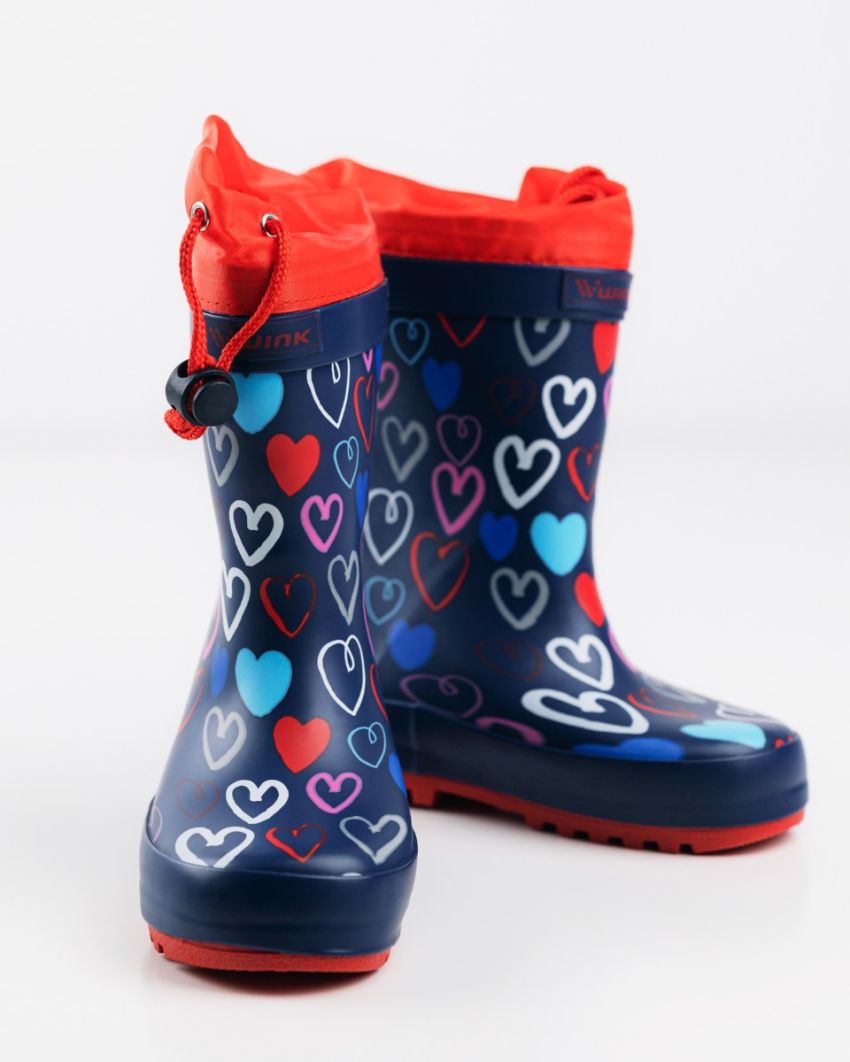 Wink - Aqqo - Hearts navy warm lined baby rainboots