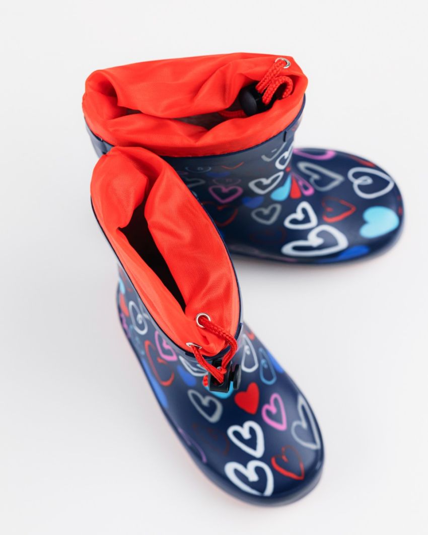 Wink - Aqqo - Hearts navy warm lined baby rainboots