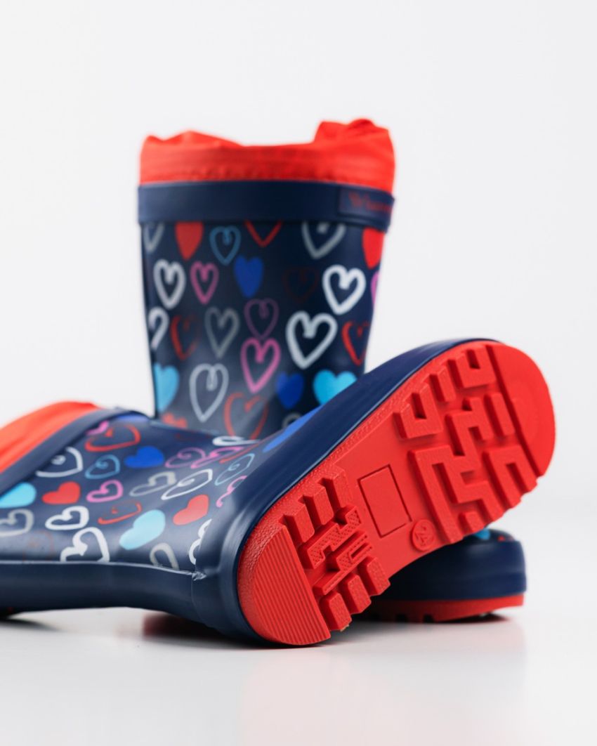 Wink - Aqqo - Hearts navy warm lined baby rainboots