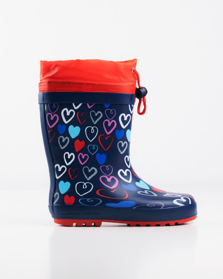 Wink - Aqqo - Hearts navy warm lined kids rainboots