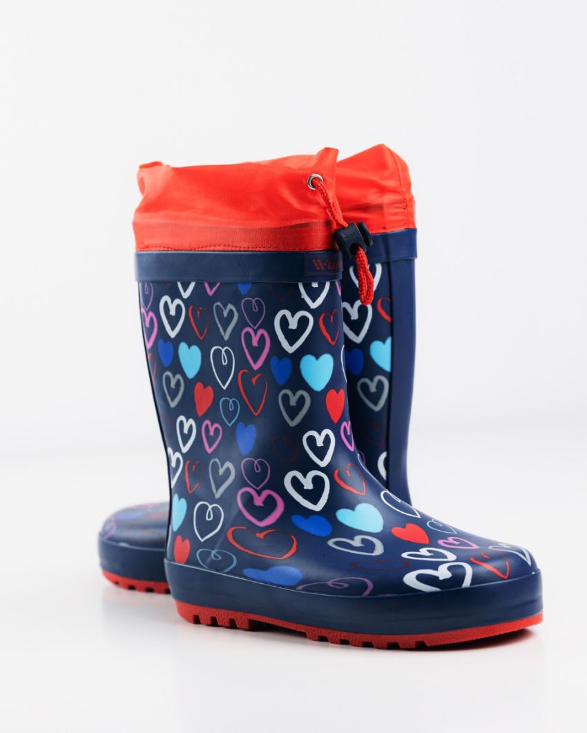Wink - Aqqo - Hearts navy warm lined kids rainboots