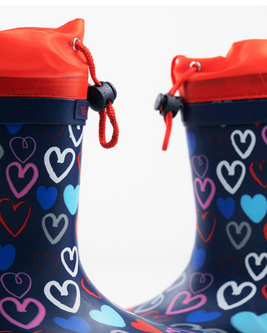 Wink - Aqqo - Hearts navy warm lined kids rainboots