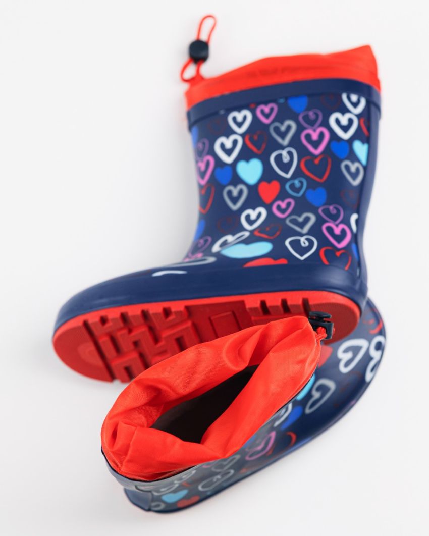 Wink - Aqqo - Hearts navy warm lined kids rainboots
