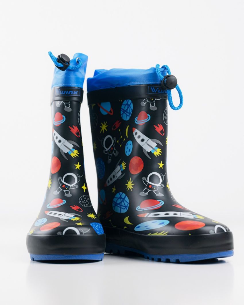 Wink - Aqqo - Space black warm lined kids rainboots
