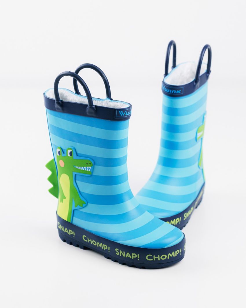 Wink - Aqqo - Aligator blue warm lined baby rainboots