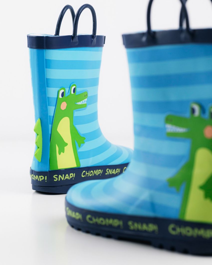 Wink - Aqqo - Aligator blue warm lined kids rainboots