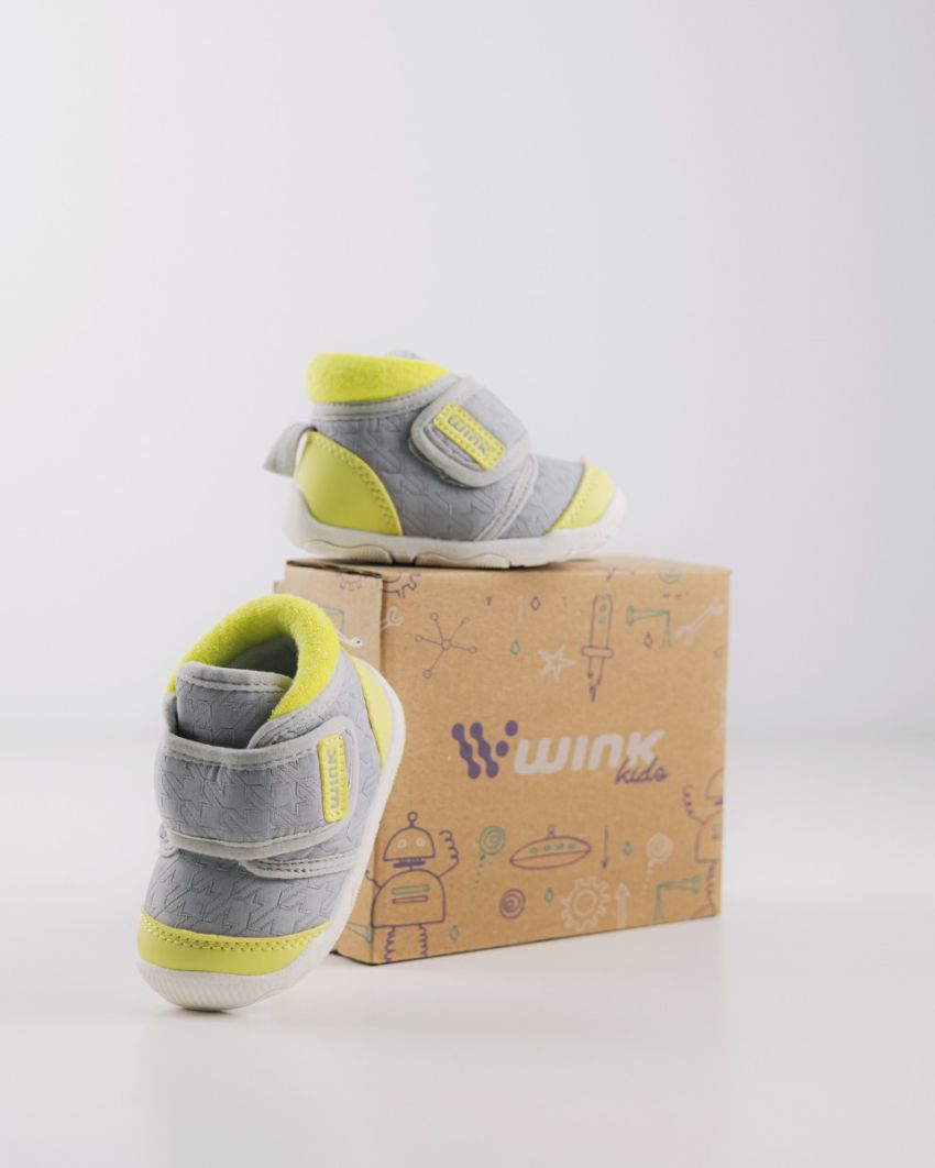 Wink - Asill grey-lime baby shoes