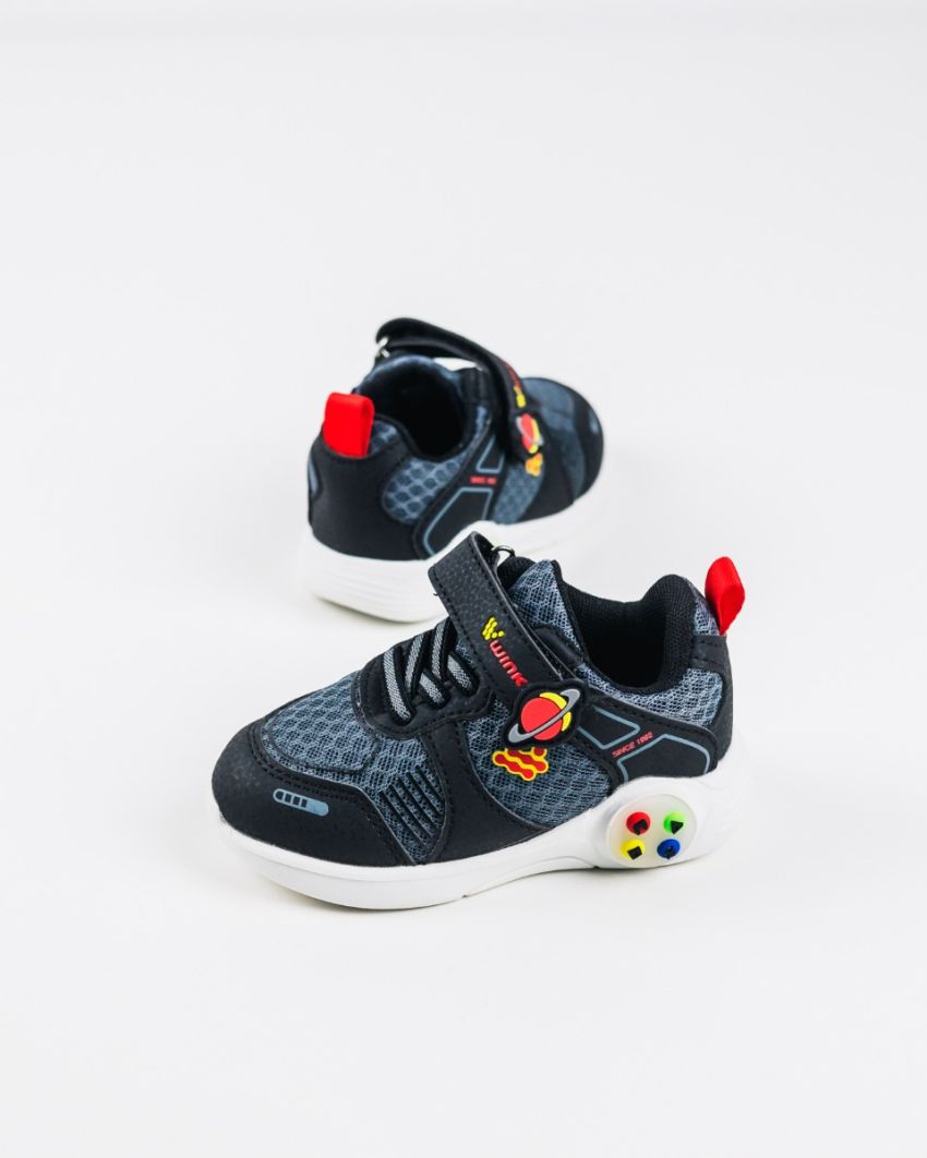 Wink - Nalan black baby boy sneakers lights