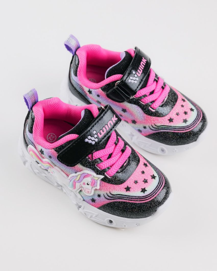 Wink - Alastar black-magenta LED lights baby sneakers