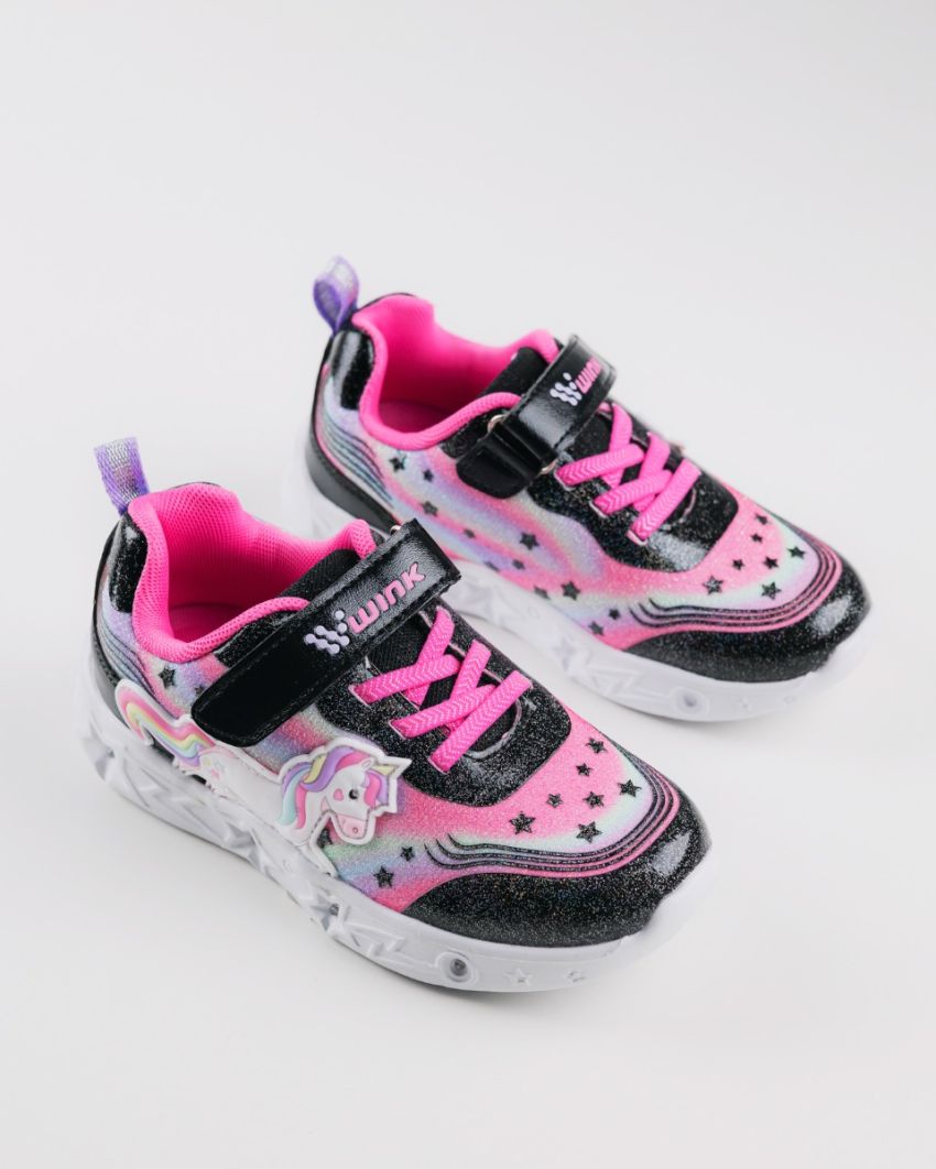Wink - Alastar black-magenta LED lights kids sneakers