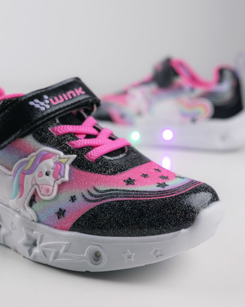 Wink - Alastar black-magenta LED lights kids sneakers