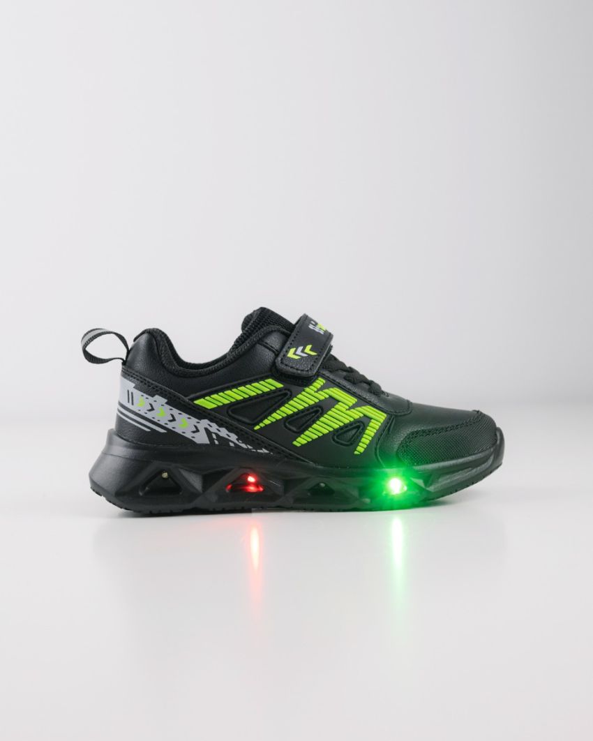 Wink - Techen black-lime LED lights kids sneakers