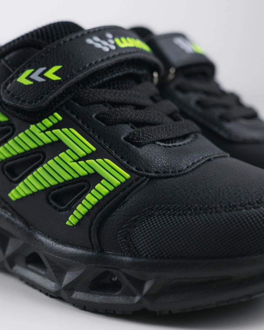 Wink - Techen black-lime LED lights kids sneakers