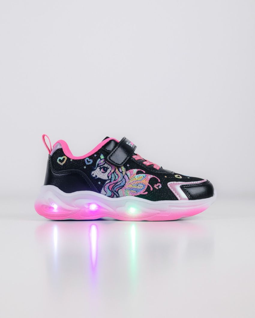 Wink - Ylla fekete lány sneaker világítós