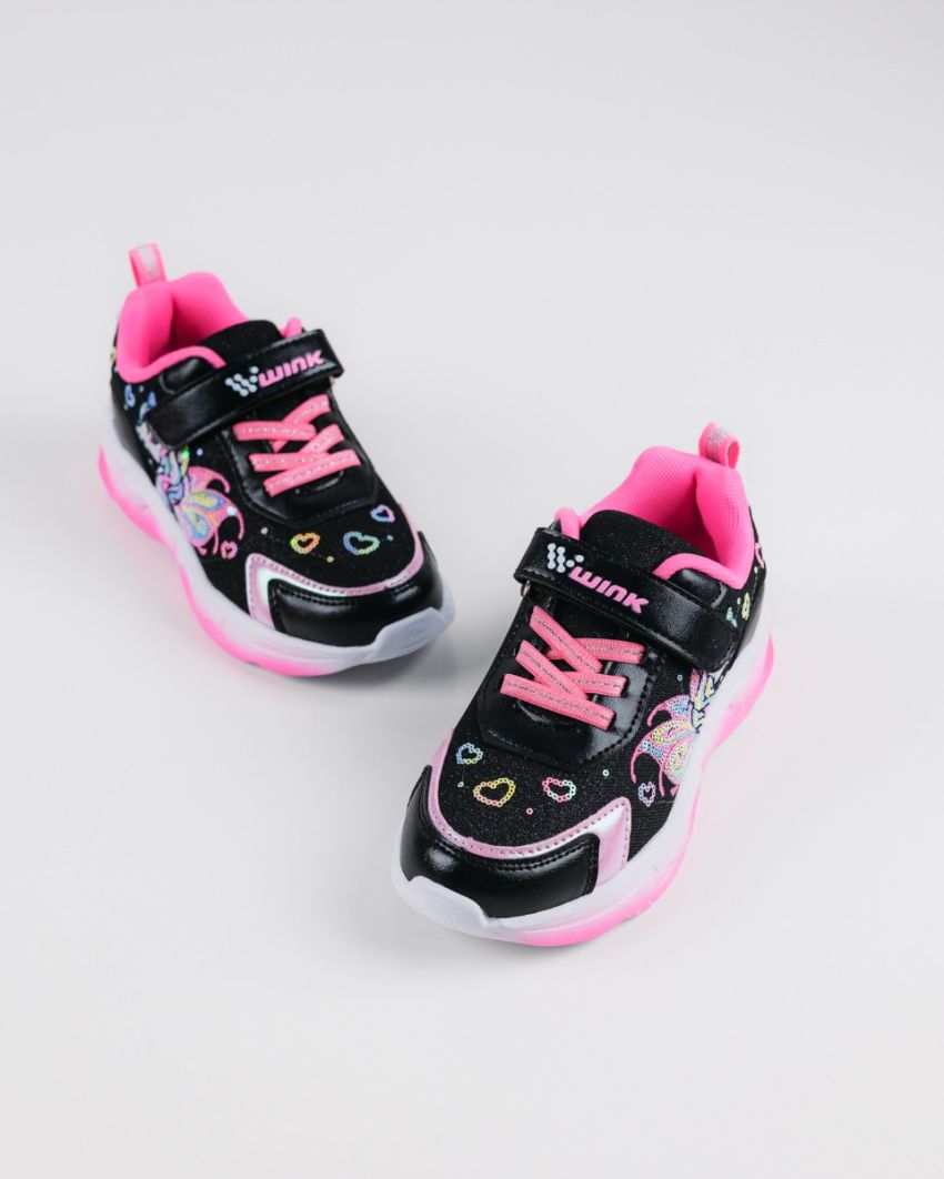 Wink - Ylla fekete lány sneaker világítós