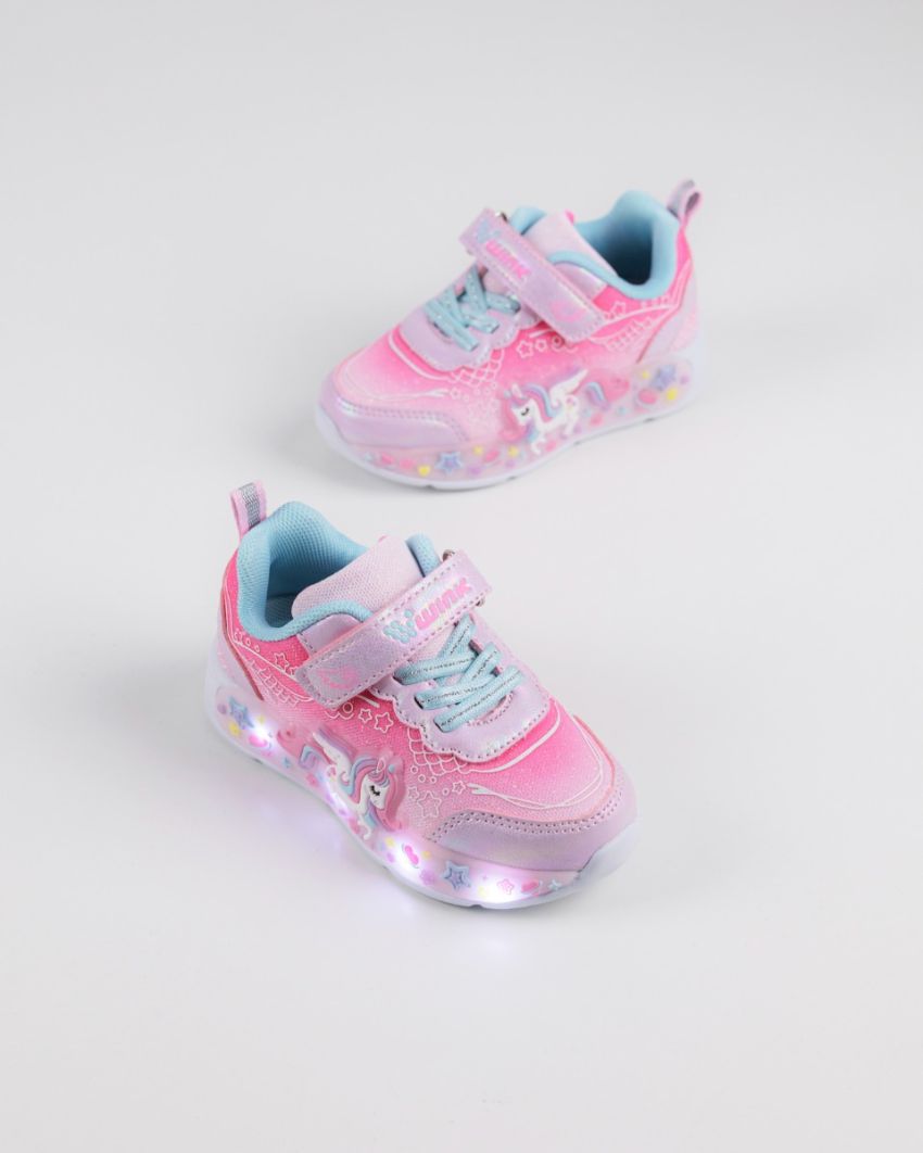 Wink - Cyran rózsaszín lány baba sneaker világítós