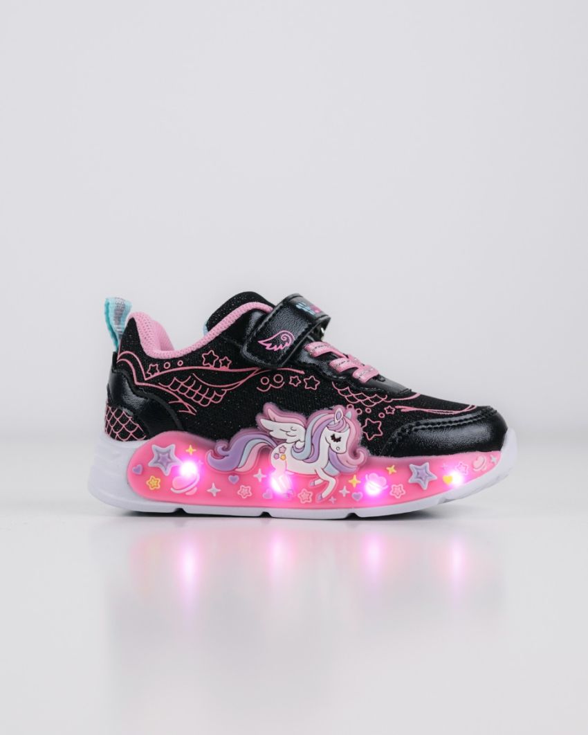 Wink - Cyran black baby girl sneakers lights