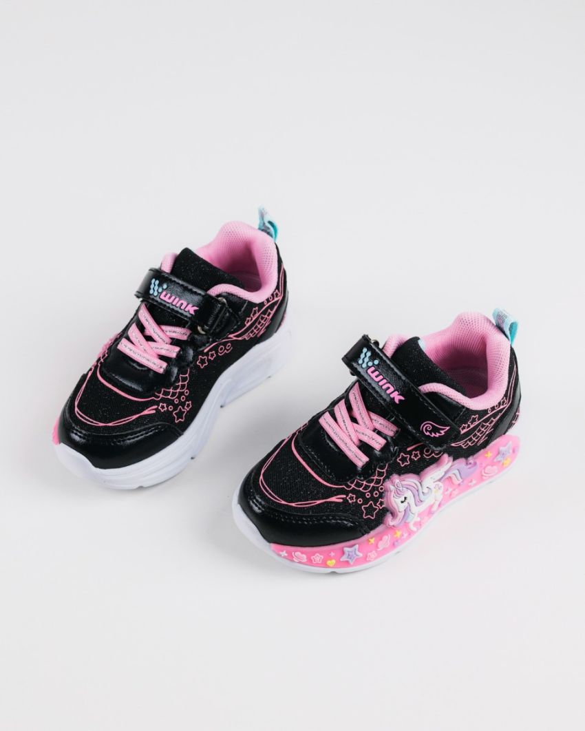 Wink - Cyran black baby girl sneakers lights