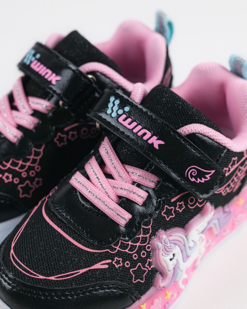 Wink - Cyran black baby girl sneakers lights