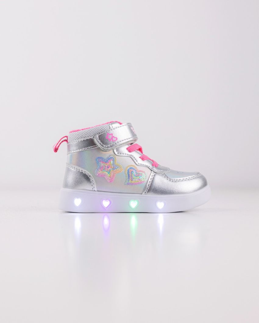 Wink - Rhea Star silver LED lights baby sneakers