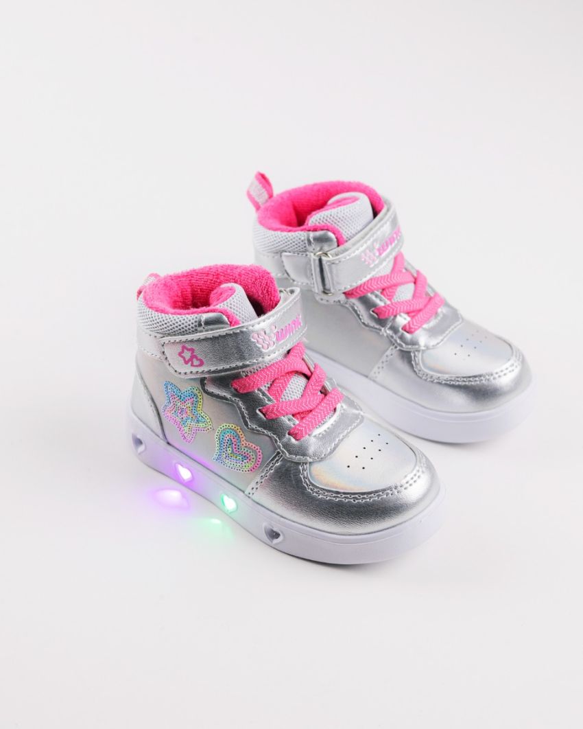 Wink - Rhea Star silver LED lights baby sneakers
