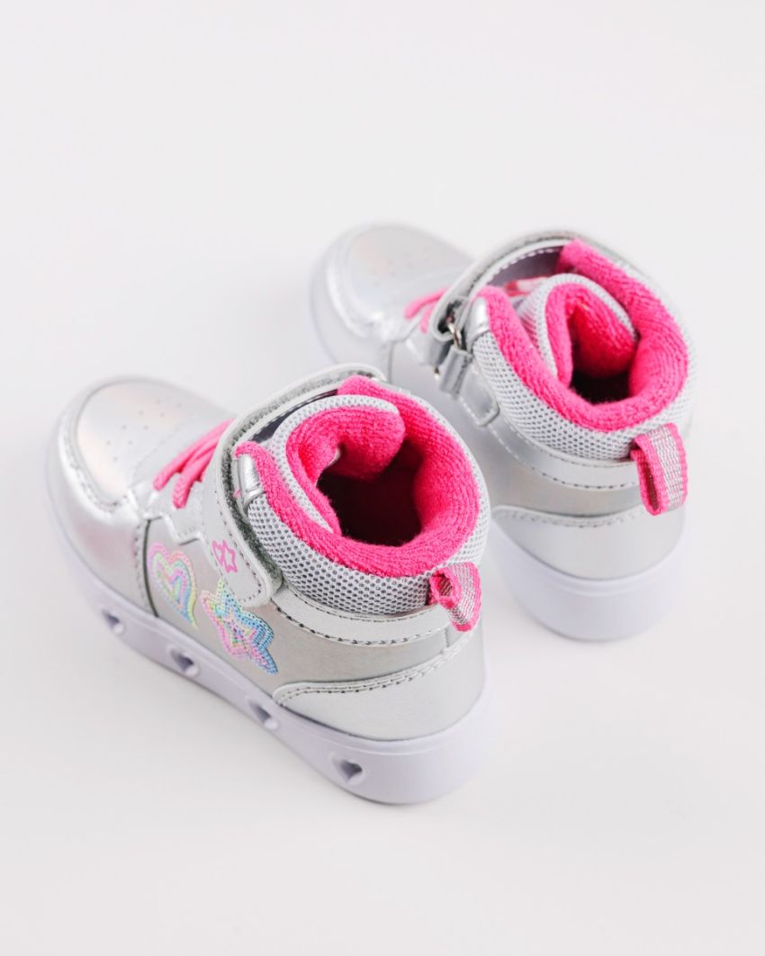 Wink - Rhea Star silver LED lights baby sneakers