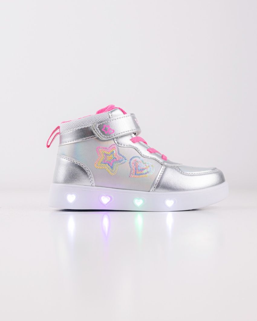 Wink - Rhea Star silver LED lights kids sneakers