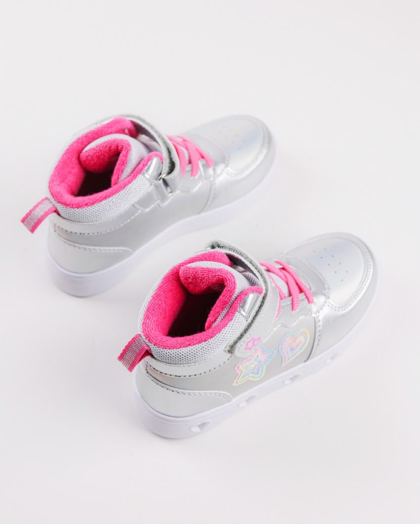 Wink - Rhea Star silver LED lights kids sneakers