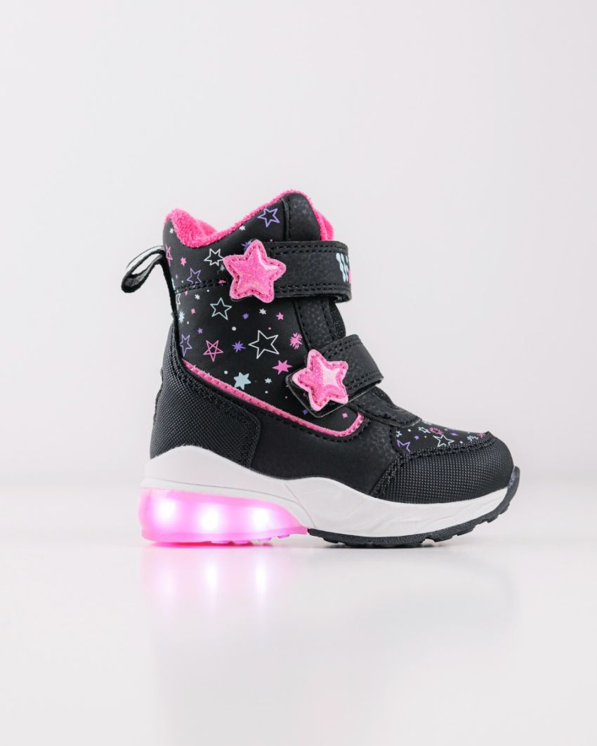Wink - Mimas black LED lights baby boots