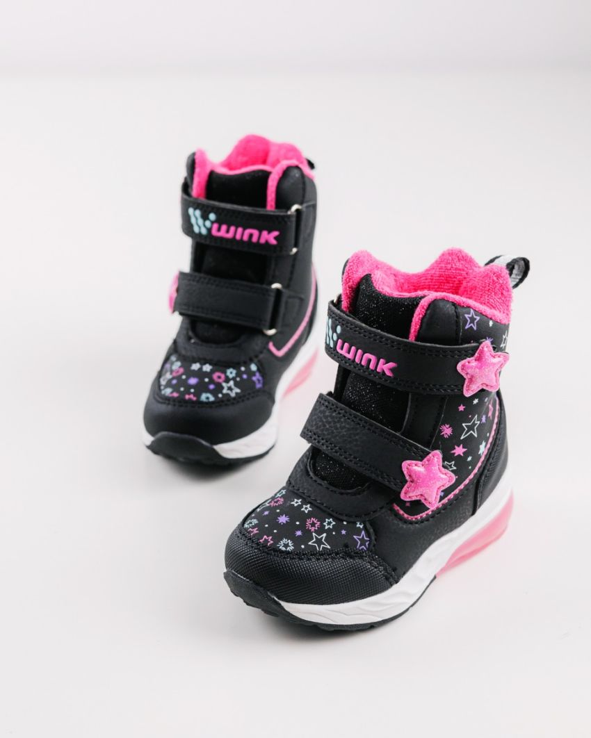 Wink - Mimas black LED lights baby boots