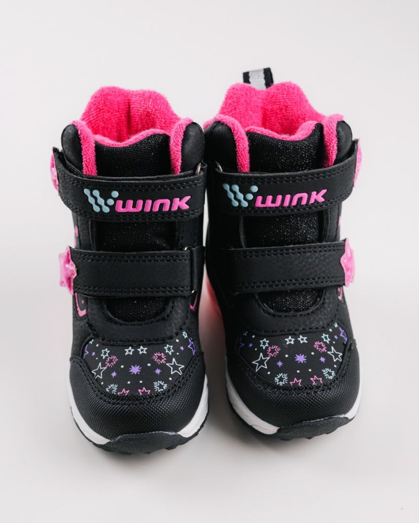 Wink - Mimas black LED lights baby boots